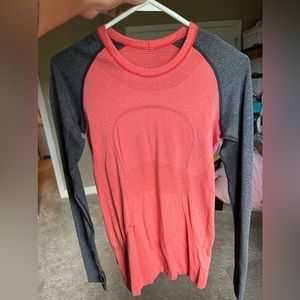 Lululemon Long Sleeve Swiftly Red Orange and Grey- Size 2/4